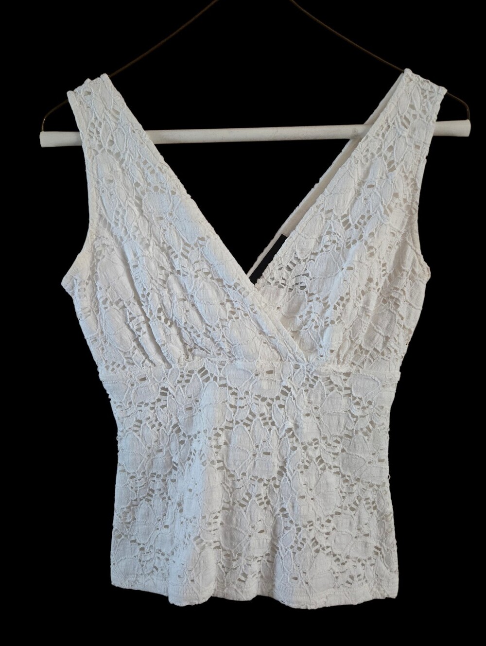 INC International Concepts White Lace V-Neck Shirt Size P